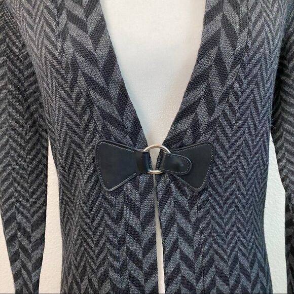 SOFT Surroundings Black Chevron Wool Blend West Saxon Long Sweater Women’s S - Picture 2 of 6